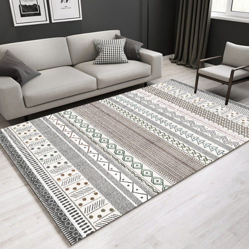 Southwestern geometric printed carpet Multicolor cotton blend area runner non-slip easy-care indoor rug for living room