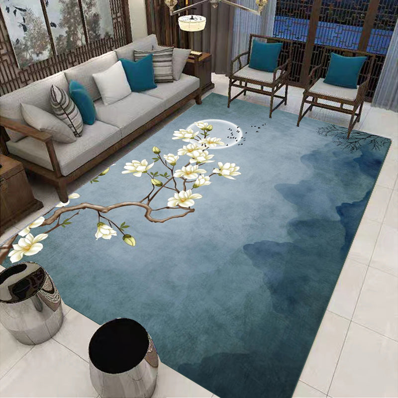 Multi-Colored Oriental Carpet Cotton Blend Patterned Area Rug Non-Slip Back Pet-Friendly Indoor Diamond Carpet for the Living Room