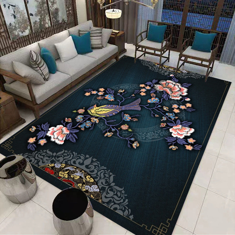 Multi-Colored Oriental Carpet Cotton Blend Patterned Area Rug Non-Slip Back Pet-Friendly Indoor Diamond Carpet for the Living Room