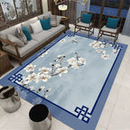 Multi-Colored Oriental Carpet Cotton Blend Patterned Area Rug Non-Slip Back Pet-Friendly Indoor Diamond Carpet for the Living Room