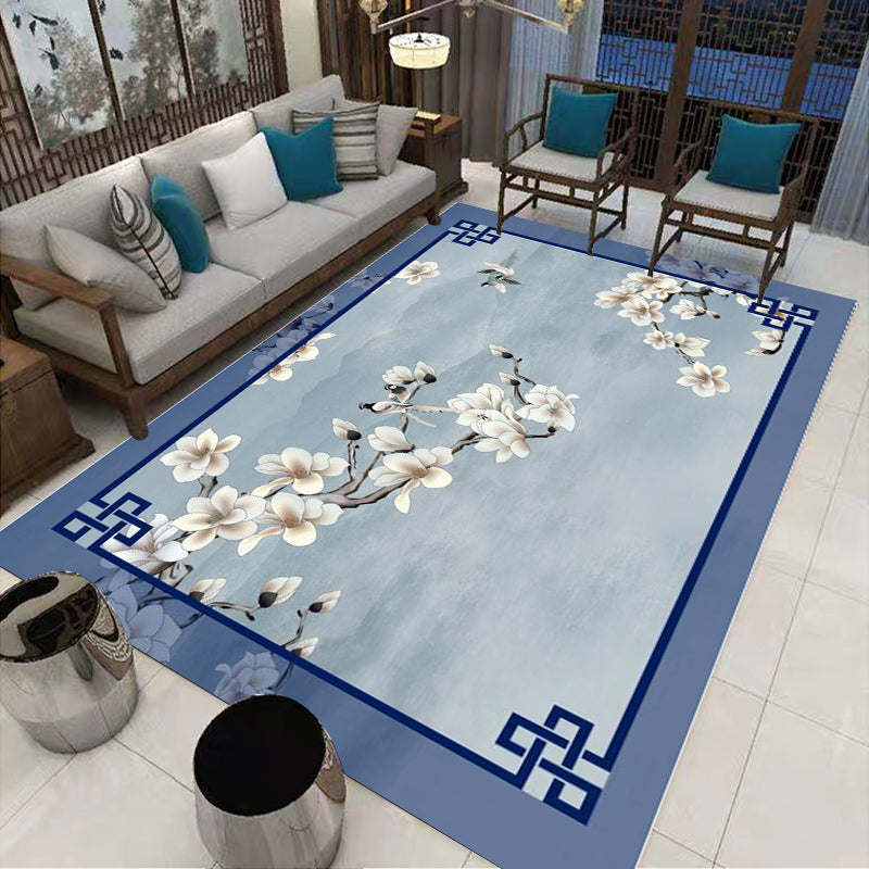 Multi-Colored Oriental Carpet Cotton Blend Patterned Area Rug Non-Slip Back Pet-Friendly Indoor Diamond Carpet for the Living Room