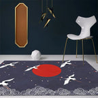 Nordic Crane Pattern Rug Multi-Color Synthetic Area Rug Pet-Friendly Easy Maintenance Stain-Resistant Carpet for Room