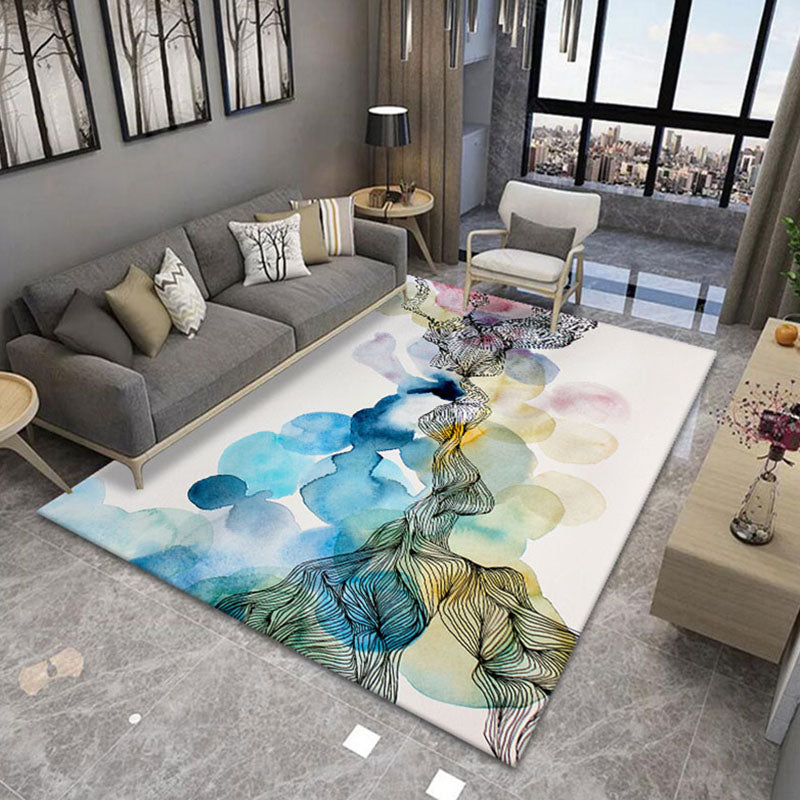 Novelty Living Room Rug Multicolored Patterned Area Rug Non-Slip Backing Pet-Friendly Washable Indoor Rug