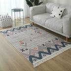 Simple Living Room Rug Multicolored Geometric Printed Area Rug Cotton Pet Friendly Easy Care Indoor Rug