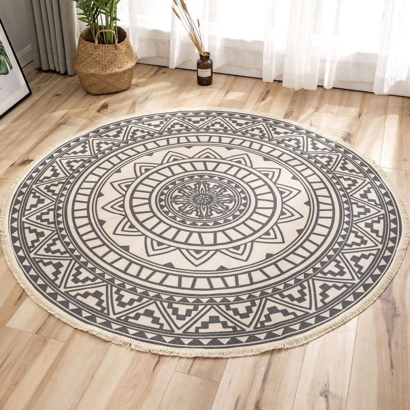 Moroccan geometric printed carpet Multicolored cotton rug easy-care pet-friendly indoor rug for the bedroom