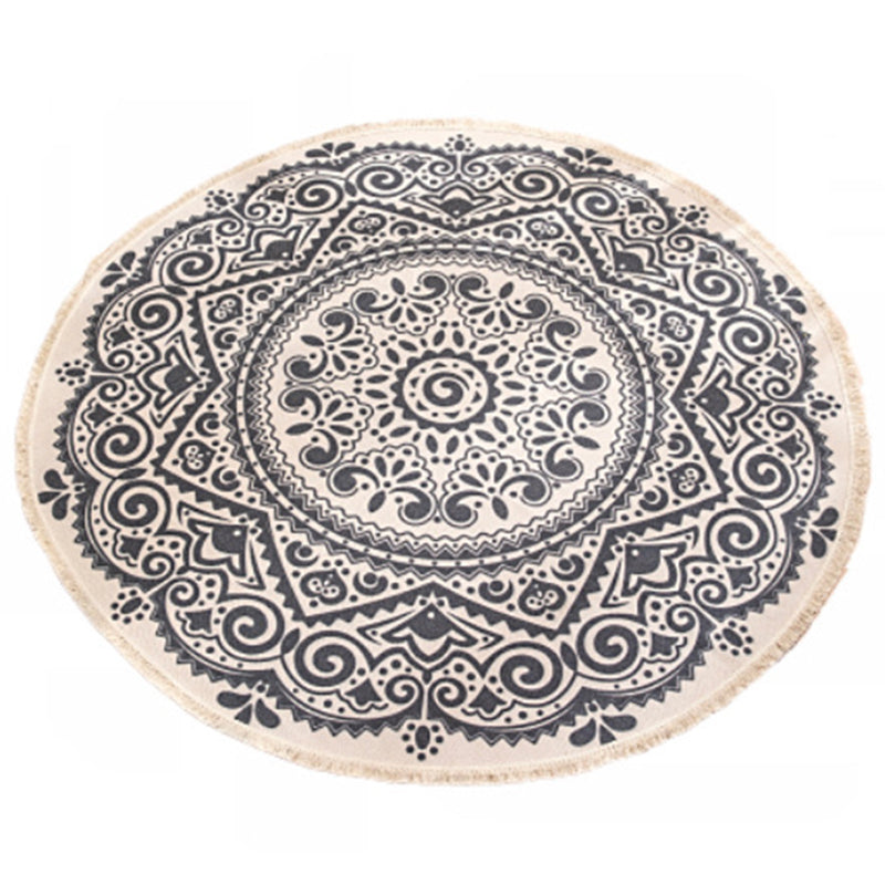 Moroccan geometric printed carpet Multicolored cotton rug easy-care pet-friendly indoor rug for the bedroom