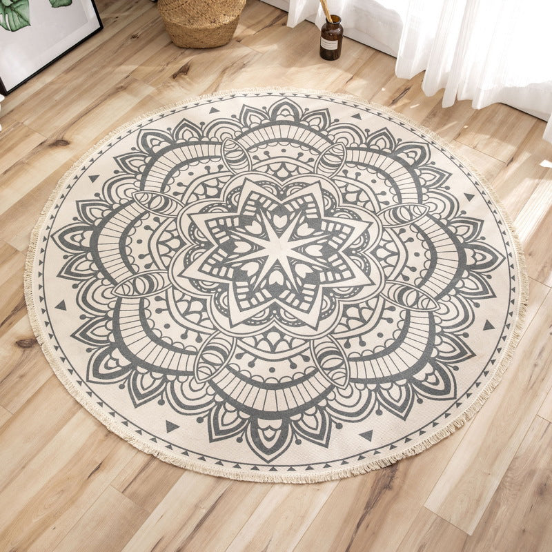 Moroccan geometric printed carpet Multicolored cotton rug easy-care pet-friendly indoor rug for the bedroom