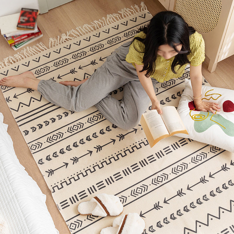 Multicolored Bedroom Rug Western Geometric Printed Area Rug Cotton Easy Care Pet Friendly Indoor Rug
