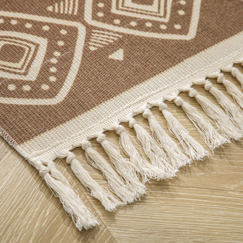Multicolored Bedroom Rug Western Geometric Printed Area Rug Cotton Easy Care Pet Friendly Indoor Rug