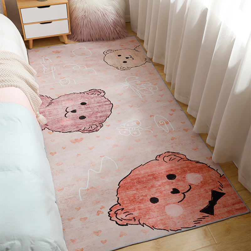 Casual Kids Room Rug Multicolor Cartoon Pattern Indoor Rug Cotton Blend Non-Slip Pet Friendly Area Rug