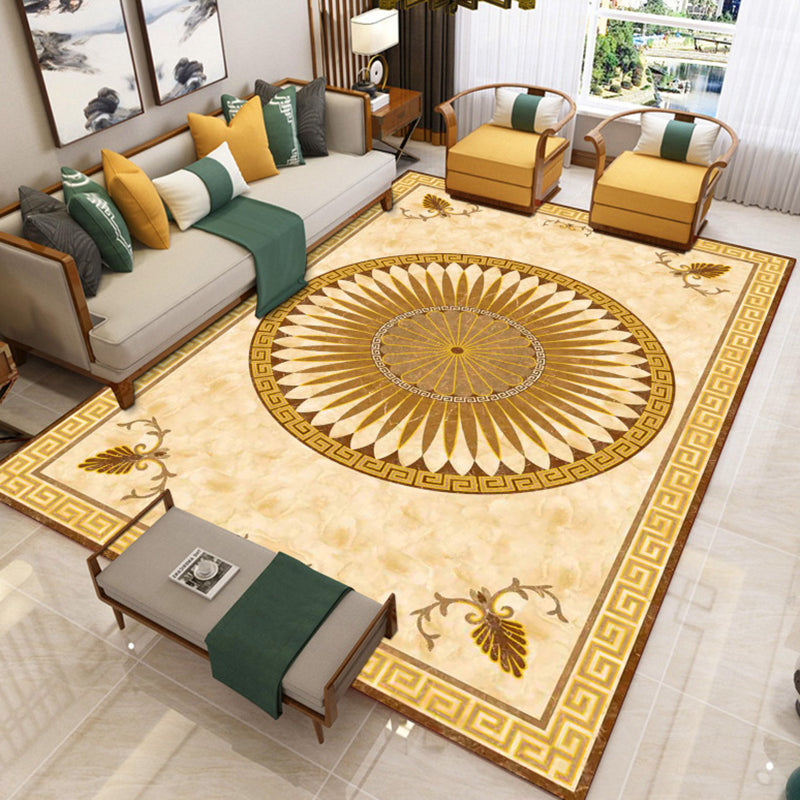 Trendy Living Room Rug Colorful Flower Printed Area Rug Synthetic Non-Slip Back Stain Resistant Indoor Rug