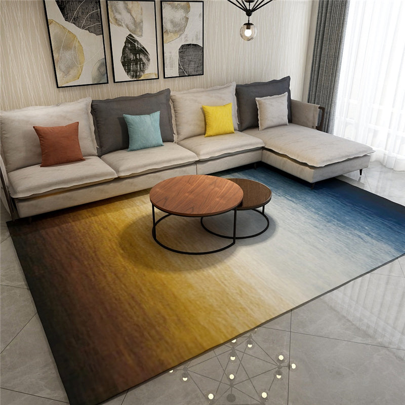 Scandinavian living room rug Multicolored checkered pattern Printed rug Polyester Non-slip Pet-friendly rug