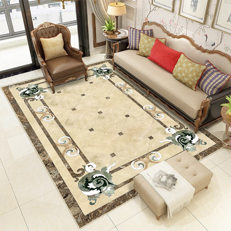 Contemporary living room rug Multicolored check pattern Indoor rug Polyester Non-slip back Stain-resistant rug