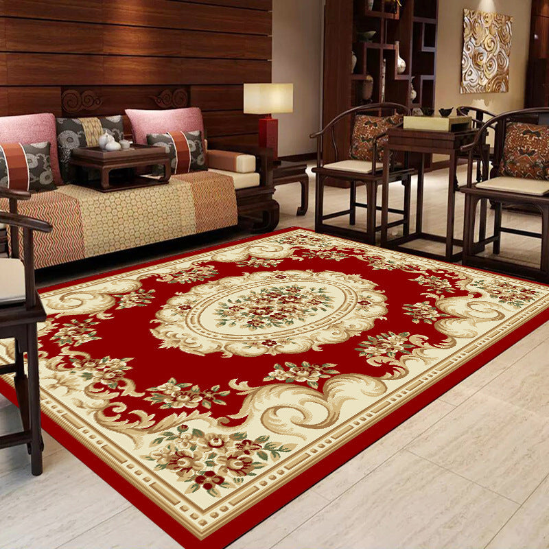 Multicolor Modern Rug Polyester Floral Print Area Rug Non-Slip Backing Stain Resistant Indoor Rug for the Living Room