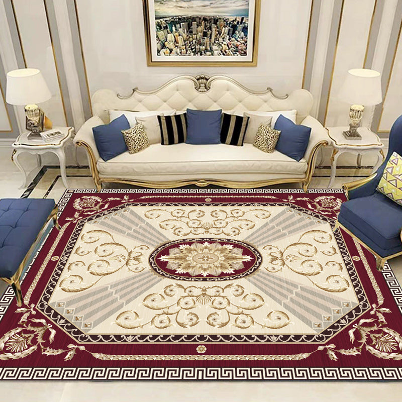Multicolor Modern Rug Polyester Floral Print Area Rug Non-Slip Backing Stain Resistant Indoor Rug for the Living Room