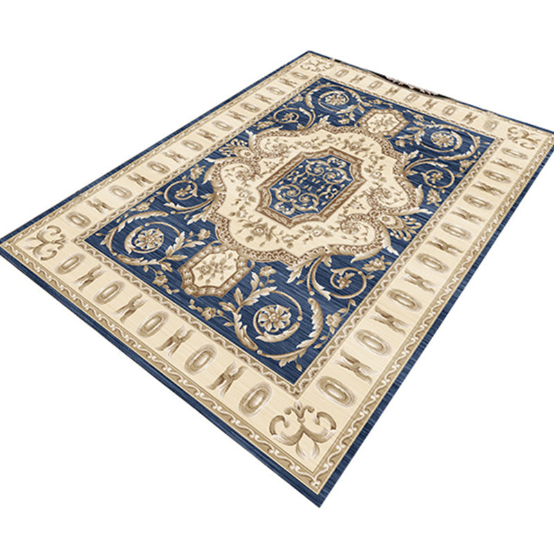 Multicolor Modern Rug Polyester Floral Print Area Rug Non-Slip Backing Stain Resistant Indoor Rug for the Living Room