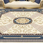 Multicolor Modern Rug Polyester Floral Print Area Rug Non-Slip Backing Stain Resistant Indoor Rug for the Living Room