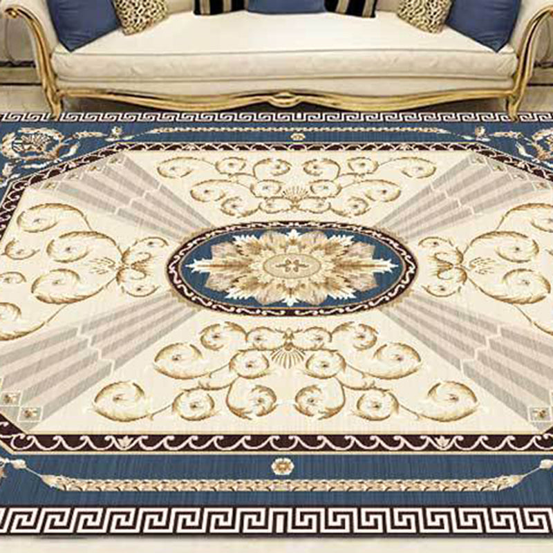 Multicolor Modern Rug Polyester Floral Print Area Rug Non-Slip Backing Stain Resistant Indoor Rug for the Living Room