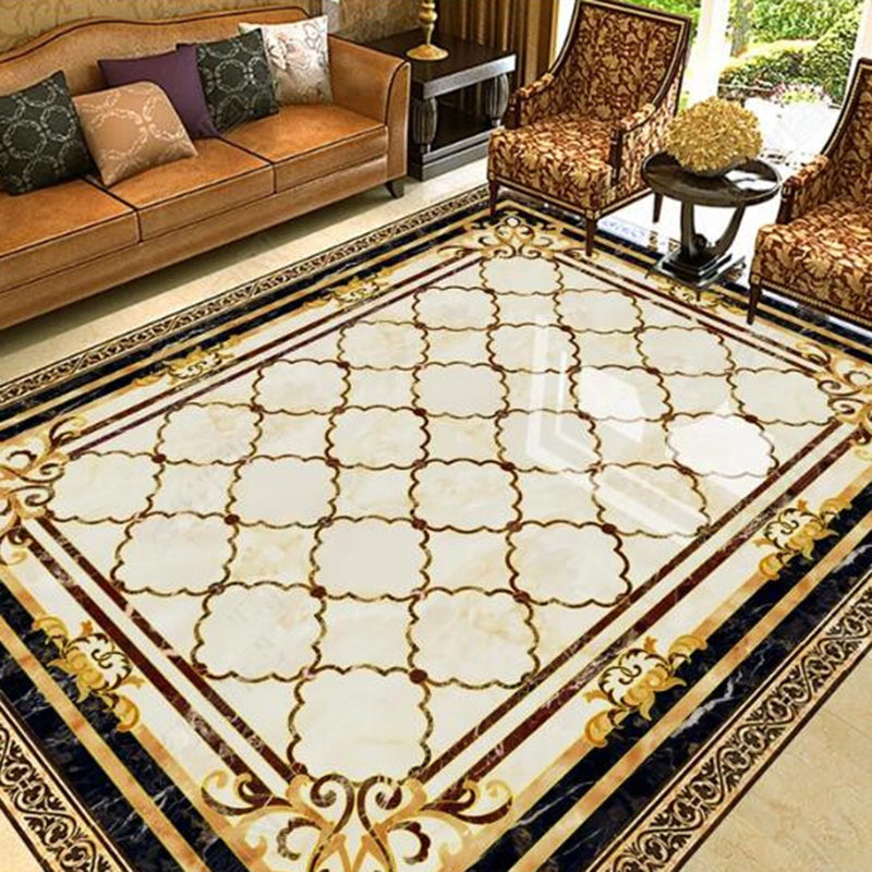Multicolored Novelty Rug Cotton Blend Plaid Pattern Area Rug Non-Slip Pet Friendly Carpet for the Living Room