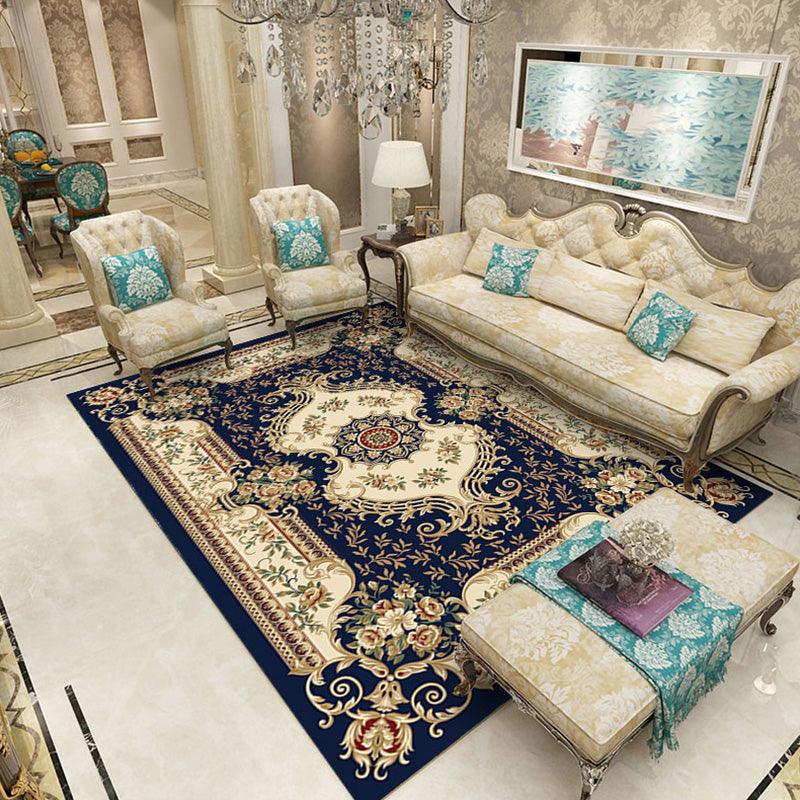 Multicolored Novelty Rug Cotton Blend Plaid Pattern Area Rug Non-Slip Pet Friendly Carpet for the Living Room