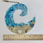 Ocean glass sun catcher - Ocean-breaking wave beach ornament