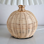 RattaLume Nordic LED Table Lamp | Woven Rattan & Foldable Fabric Shade | Mood Light | Decor for the Bedroom