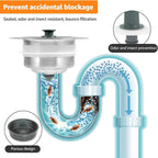 Sink Drain Strainer with Bounce Stopper and Odor Filter