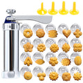 Cookie Press Kit | 20 Stainless Steel Discs & 4 Nozzles | Adjustable Size & Easy Clean | BakeJoy
