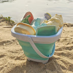 Kids Beach Sand and Water Play Set - Foldable Bucket and Accessories (1, 5, or 11 Piece Set, Random Color)