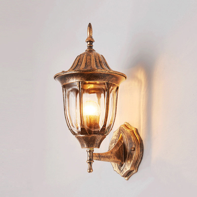 Kerosene Outdoor Wall Lamp Fixture Industrial Clear Glass 1 Light Rust Wall Lamp