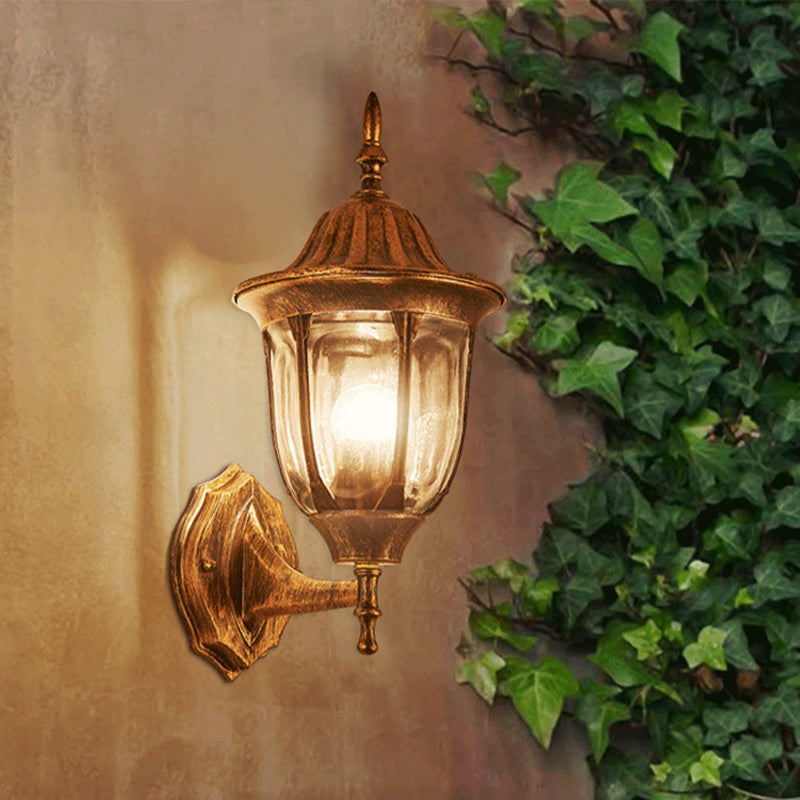 Kerosene Outdoor Wall Lamp Fixture Industrial Clear Glass 1 Light Rust Wall Lamp