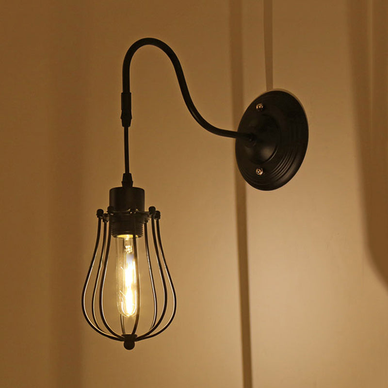Metal Cylinder/Hexagonal Engaged Wall Lamp Farm 1 Lamp Restaurant Wall Mount Fixture in Black