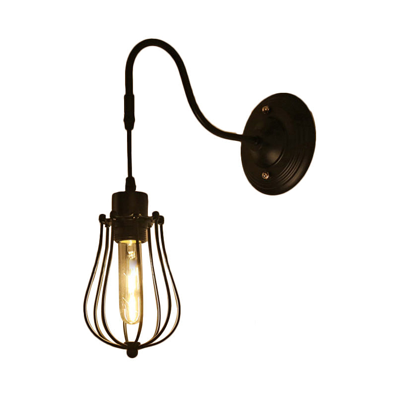 Metal Cylinder/Hexagonal Engaged Wall Lamp Farm 1 Lamp Restaurant Wall Mount Fixture in Black