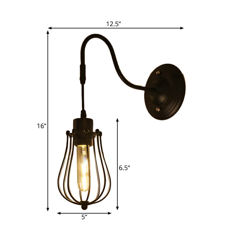 Metal Cylinder/Hexagonal Engaged Wall Lamp Farm 1 Lamp Restaurant Wall Mount Fixture in Black