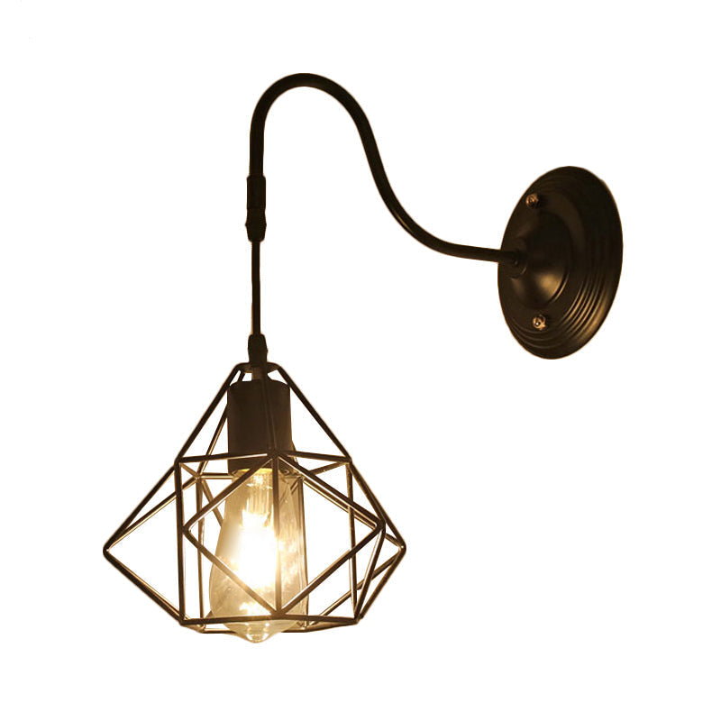 Metal Cylinder/Hexagonal Engaged Wall Lamp Farm 1 Lamp Restaurant Wall Mount Fixture in Black