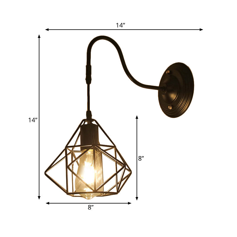 Metal Cylinder/Hexagonal Engaged Wall Lamp Farm 1 Lamp Restaurant Wall Mount Fixture in Black