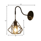 Metal Cylinder/Hexagonal Engaged Wall Lamp Farm 1 Lamp Restaurant Wall Mount Fixture in Black