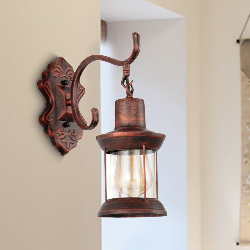 Weather Copper A Light Wall Lamp Rustic Style Clear Glass Petroleum Lighting Fixture