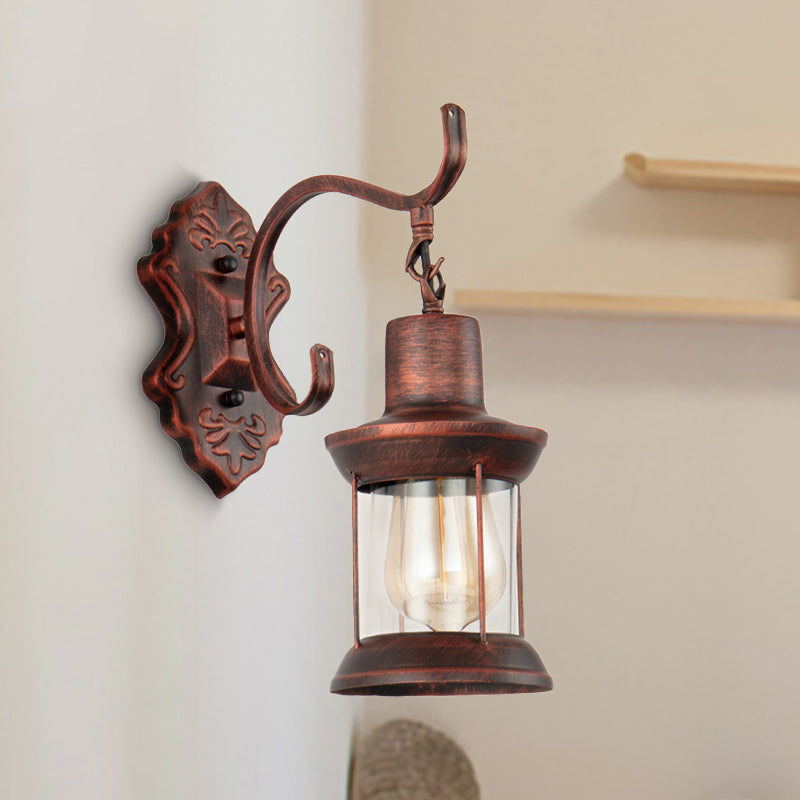 Weather Copper A Light Wall Lamp Rustic Style Clear Glass Petroleum Lighting Fixture