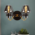 2-Light Wall Lighting with Mushroom Shade Smoke Glass Modern Bedroom Wall Lamp Lighting Fixture