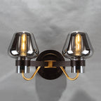 2-Light Wall Lighting with Mushroom Shade Smoke Glass Modern Bedroom Wall Lamp Lighting Fixture