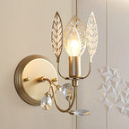 Modernism 1 Light Wall Lamp with Crystal Leaf Bronze Branch Wall Mounted Light for Bedroom