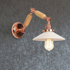 White glass conical wall lamp industrial 1 light living room lighting fixture with retractable arm