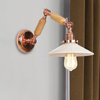 White glass conical wall lamp industrial 1 light living room lighting fixture with retractable arm