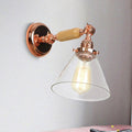 Industrial Cone Wall Lamp 1 Bulb Clear Glass Wall Light in Rose Gold