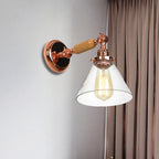 Industrial Cone Wall Lamp 1 Bulb Clear Glass Wall Light in Rose Gold