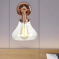 Pear-shaped living room wall lamp vintage clear glass 1 light rose gold wall lamp
