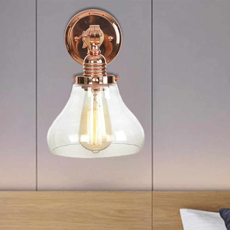 Pear-shaped living room wall lamp vintage clear glass 1 light rose gold wall lamp
