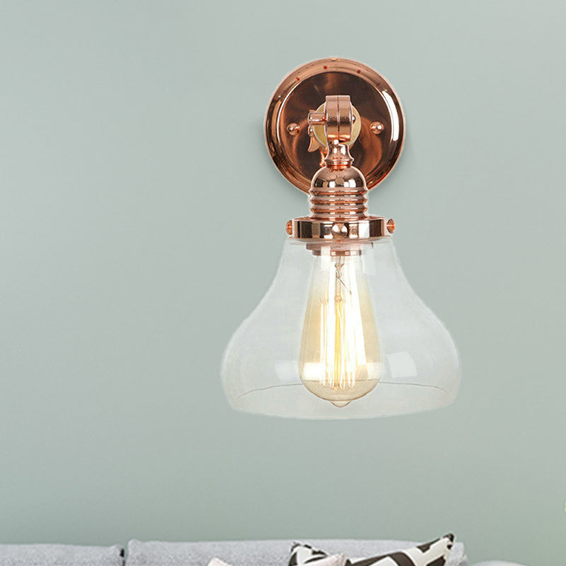 Pear-shaped living room wall lamp vintage clear glass 1 light rose gold wall lamp