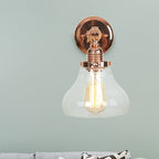 Pear-shaped living room wall lamp vintage clear glass 1 light rose gold wall lamp
